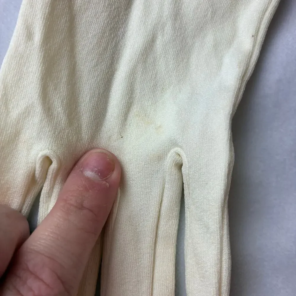 Vintage Jockey For Her 100% Nylon Ivory Cream Gloves Small Classic Layer READ
